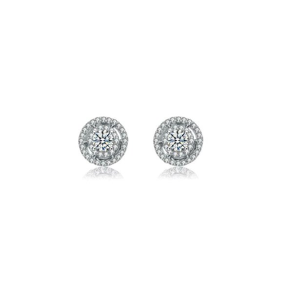 RelavenO Jewelry - RelavenO Womens Sterling Silver Clear Round Cubic Zirconia Stud Earrings…